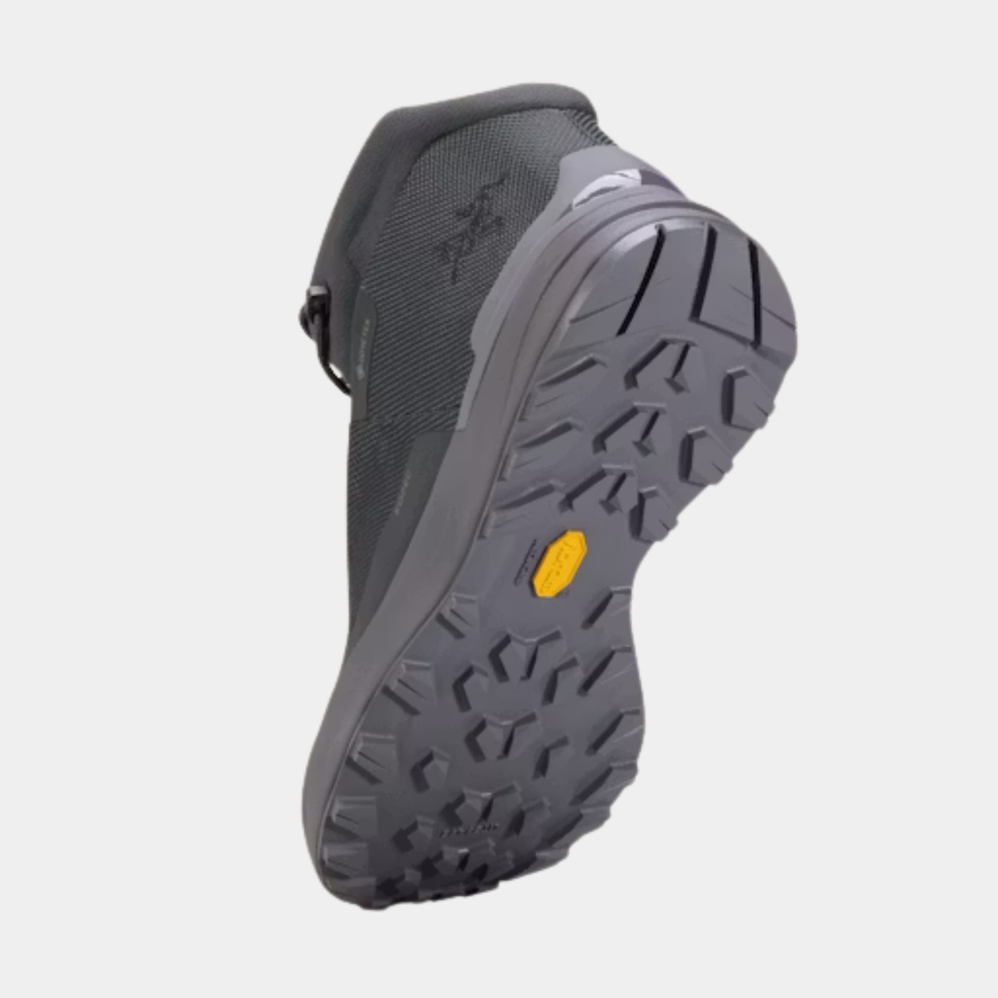 Vibram soles on the Arc’teryx Kopec Mid GTX Boot in Graphite