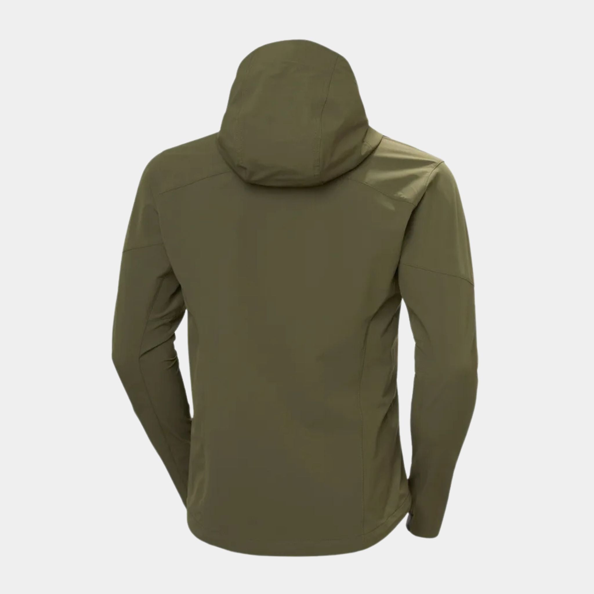 Back View of the Utility Green Helly Hansen Blaze Softshell Hooded Jacket at U.S. Elite
