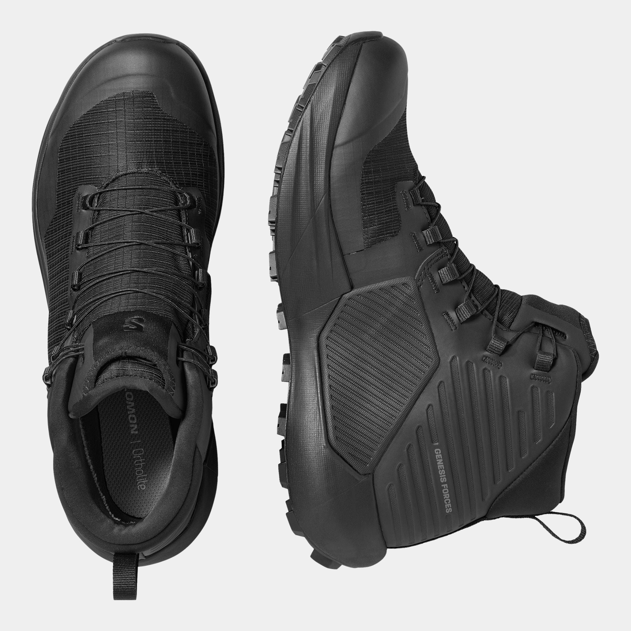 Top and side view of the Salomon FORCES Genesis GTX available at US Elite