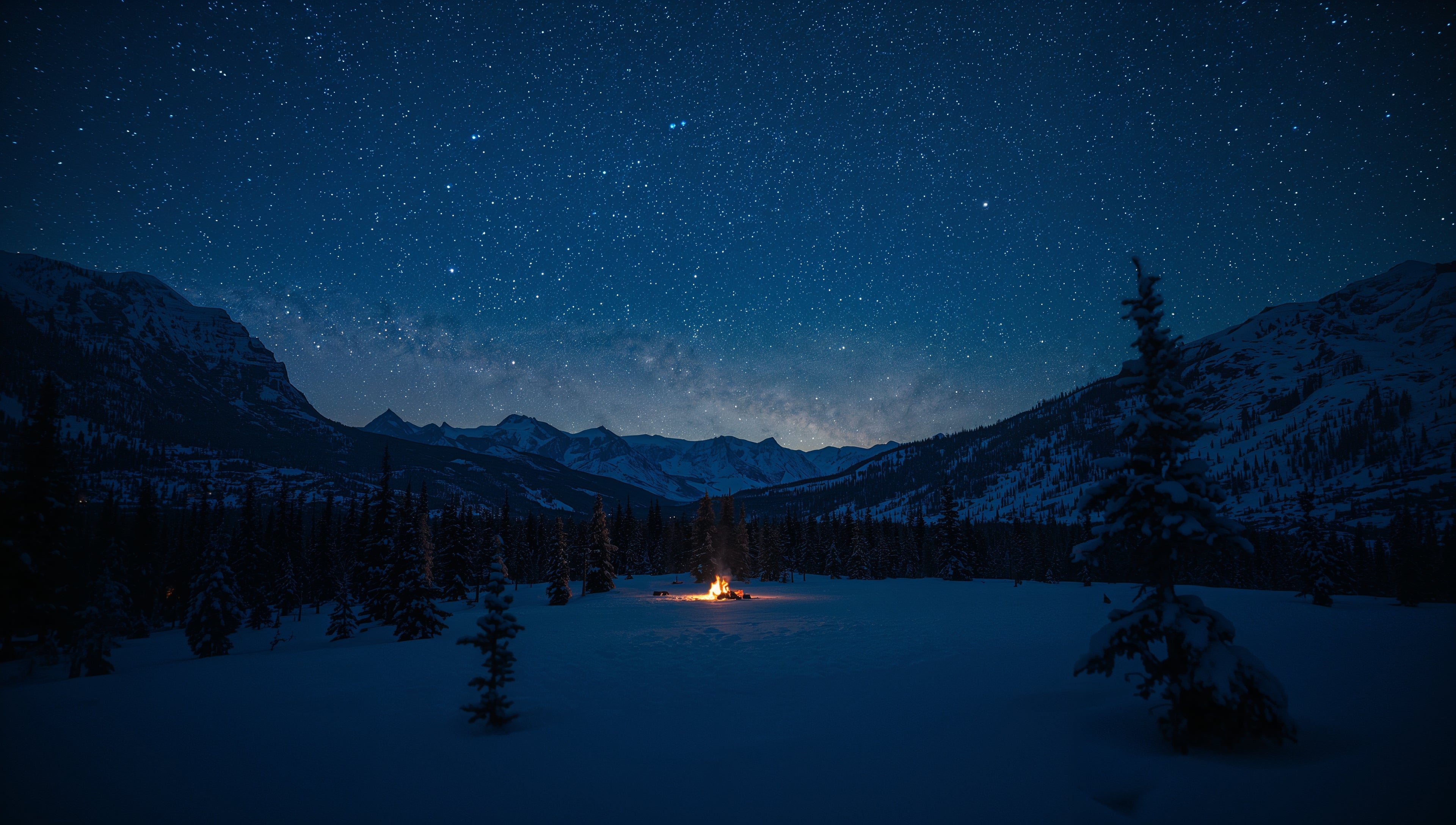 A beautiful wintery night where U.S. Elite's premium gear won't just keep you comfortable, they may save your life