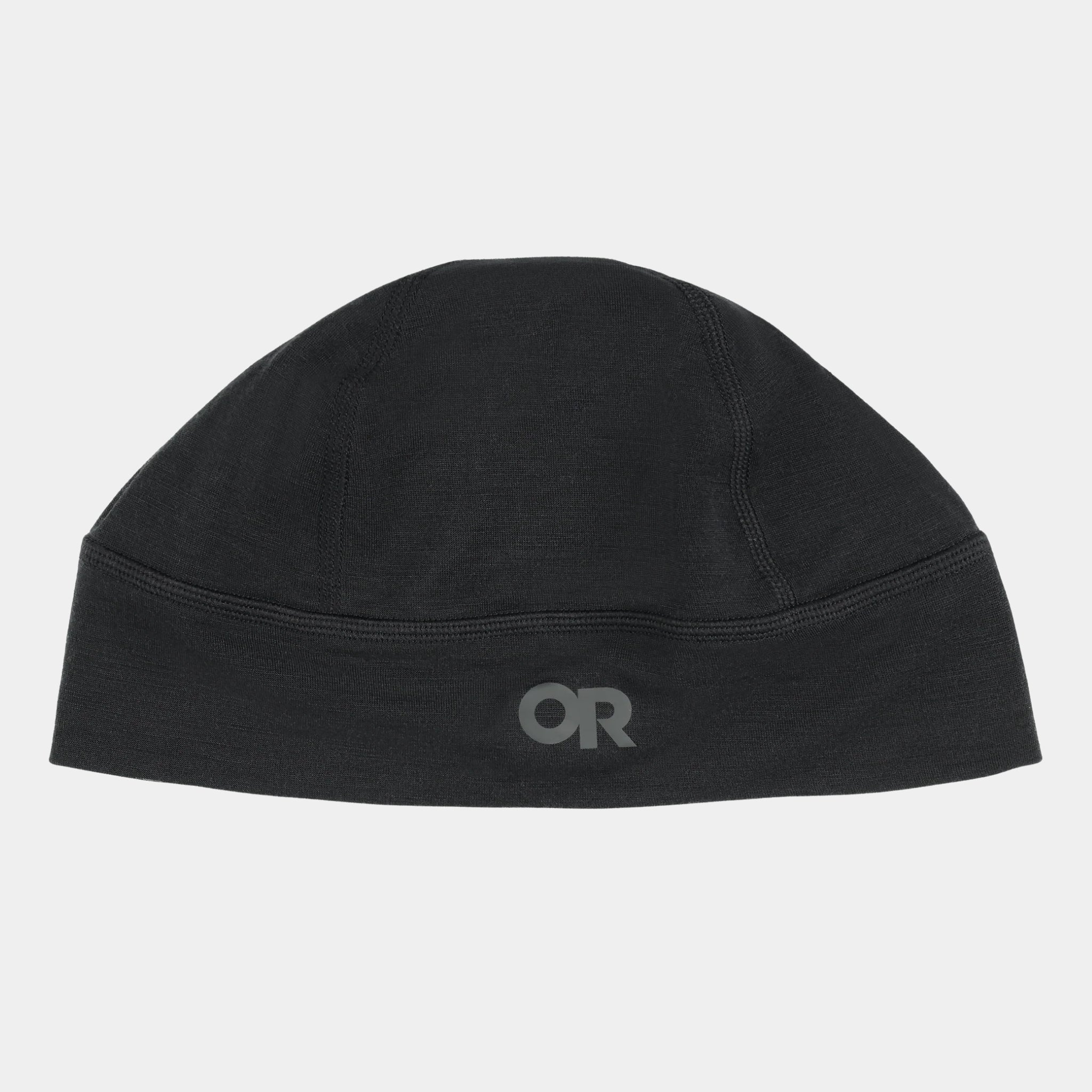 Outdoor Research Alpine Onset Merino 150 Beanie shown in black on a white background