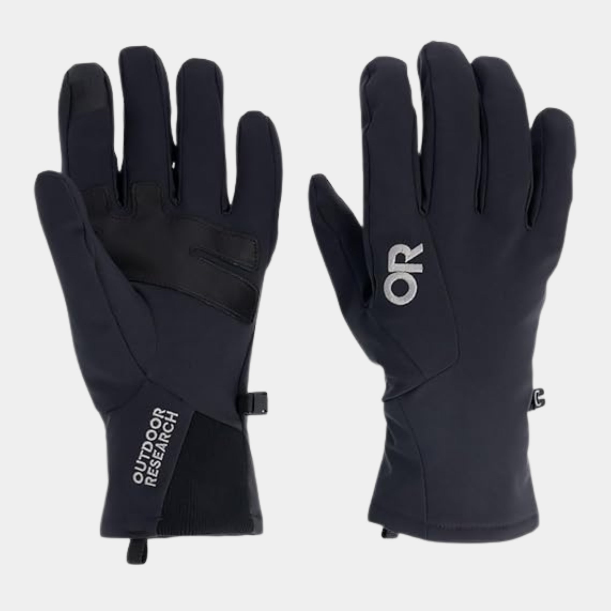 Outdoor Research Softshell Gloves in Black on a whitebackground for US Elite