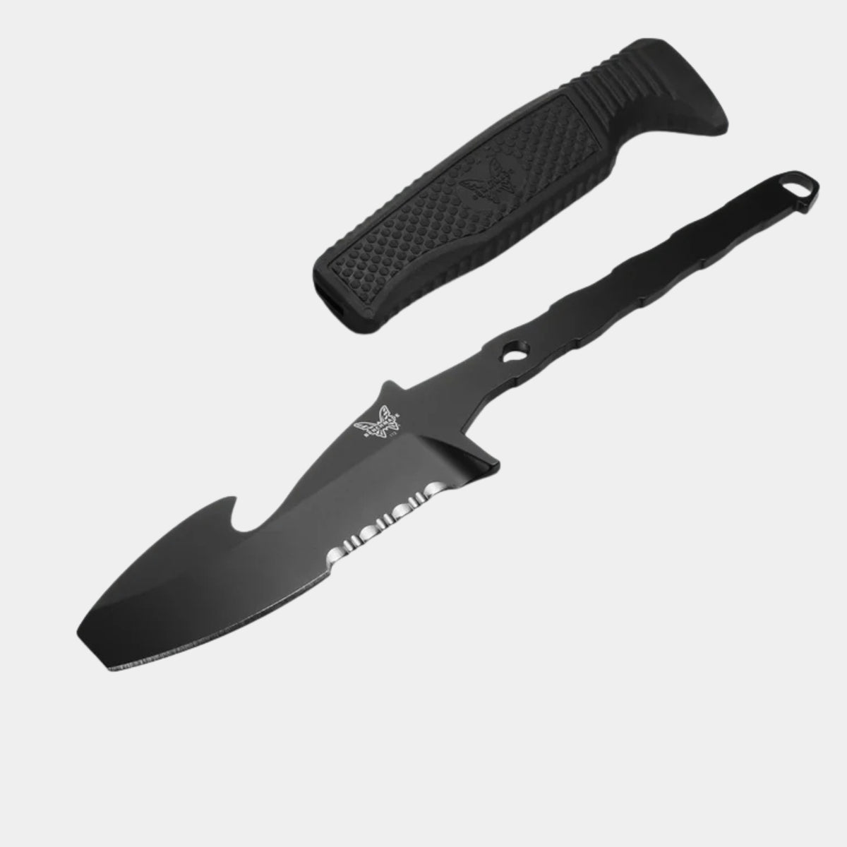 Benchmade H2O Fixed Dive Knife with black Santoprene handle and MOLLE sheath for diving