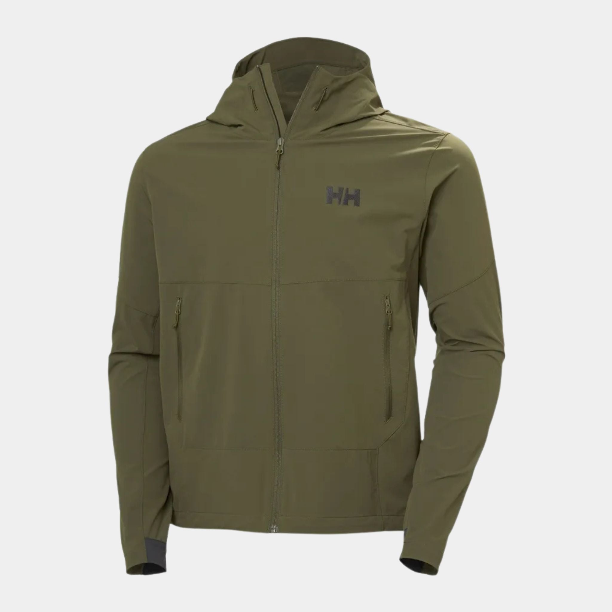 Utility Green Helly Hansen Blaze Softshell Hooded Jacket Front View at U.S. Elite
