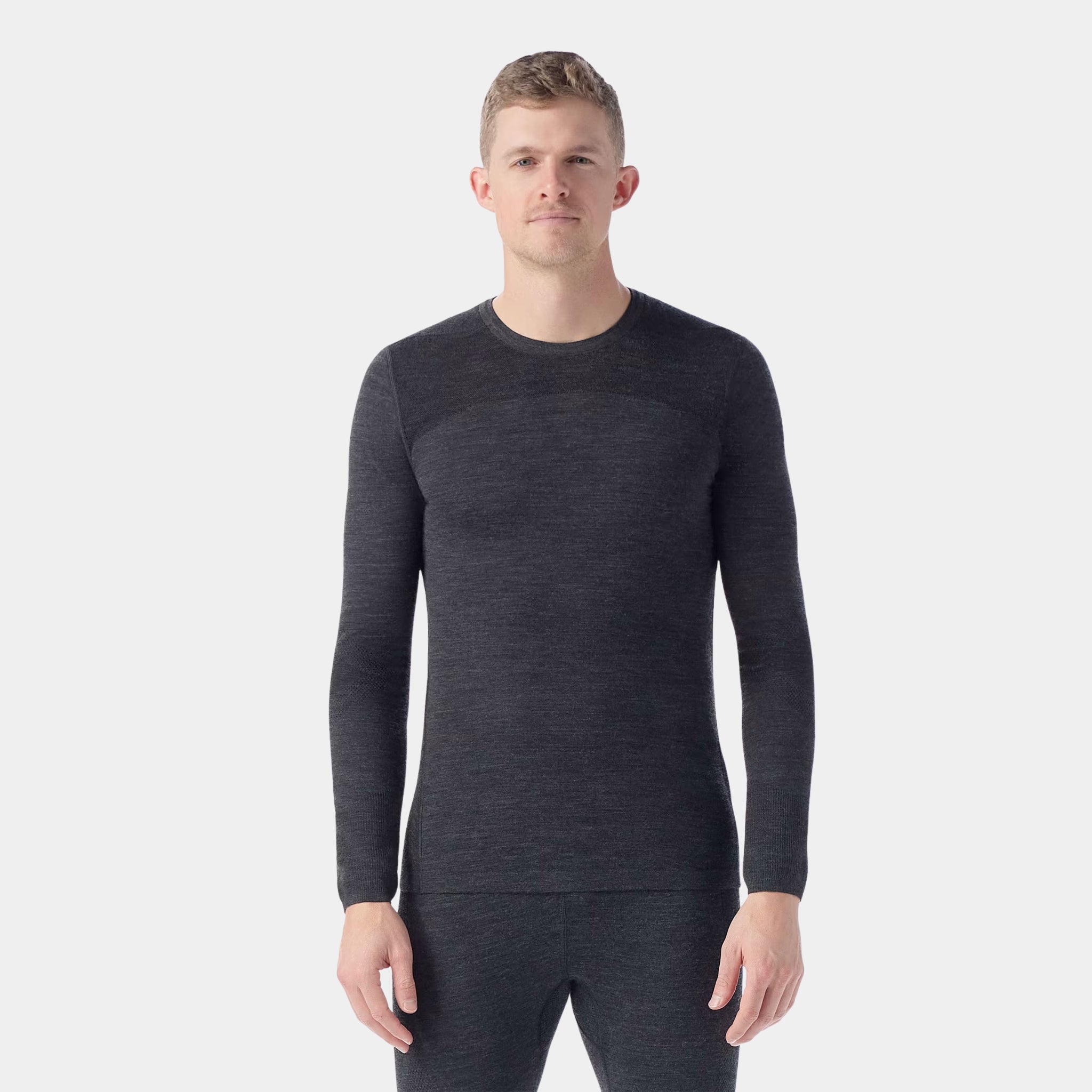 Smartwool Men's Intraknit Merino Base Layer Crew on a model on a white background